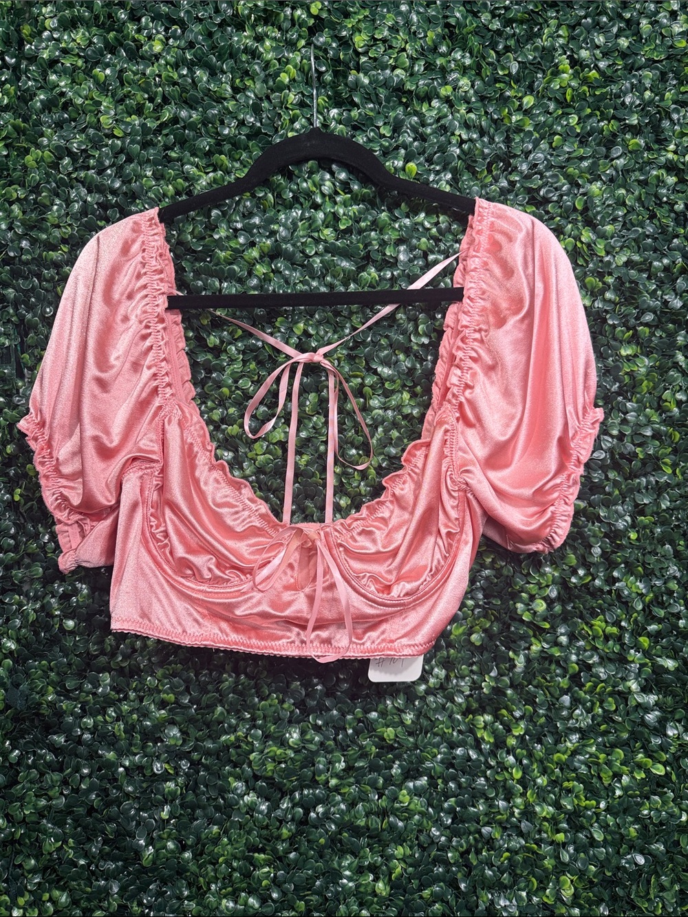 Pink Ruched Tie-Back Crop Top - Women